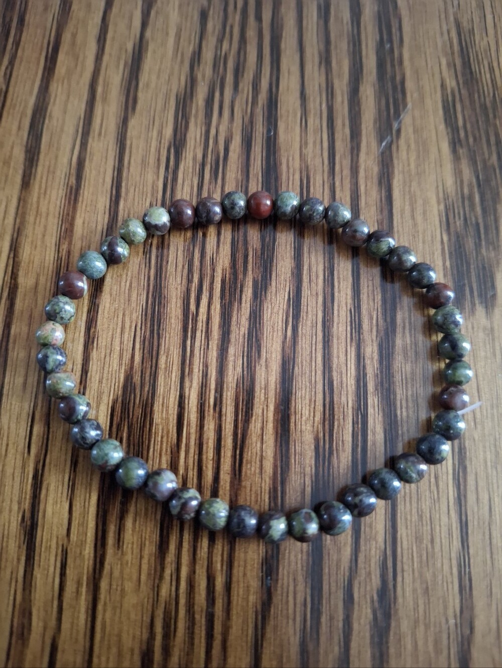 Dragon Blood Jasper Natural Gemstone 4mm Beaded Stretch Bracelet 7"
